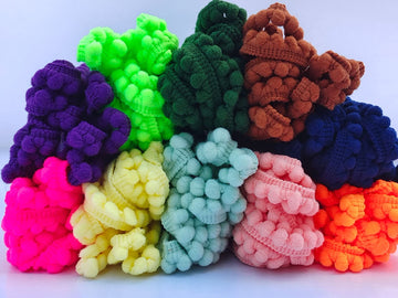 Mini Pom Pom Fringe Trim 10 Colors 5mm for Decoration DIY Crafts Sewing (3012 Mixed Color 12, 5mm,10 Yards) - 10 Yards