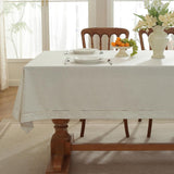 Linen Blend Handmade Hemstitched Tablecloth for Dinner Table, Parties, Wedding Decorations (55" x 86