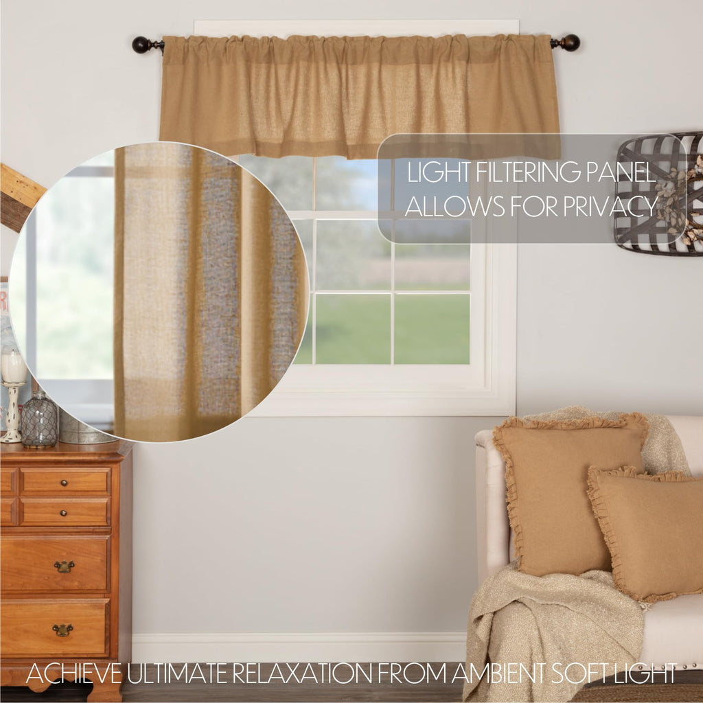 Burlap Natural Window Valance, Tan, 16x72