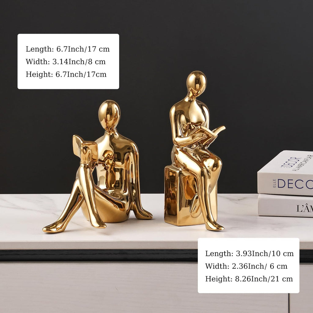 Ceramic Decorative Bookends, Book Ends for Shelves, Home Office Decor | Aesthetic Statues Book Holders Stoppers for