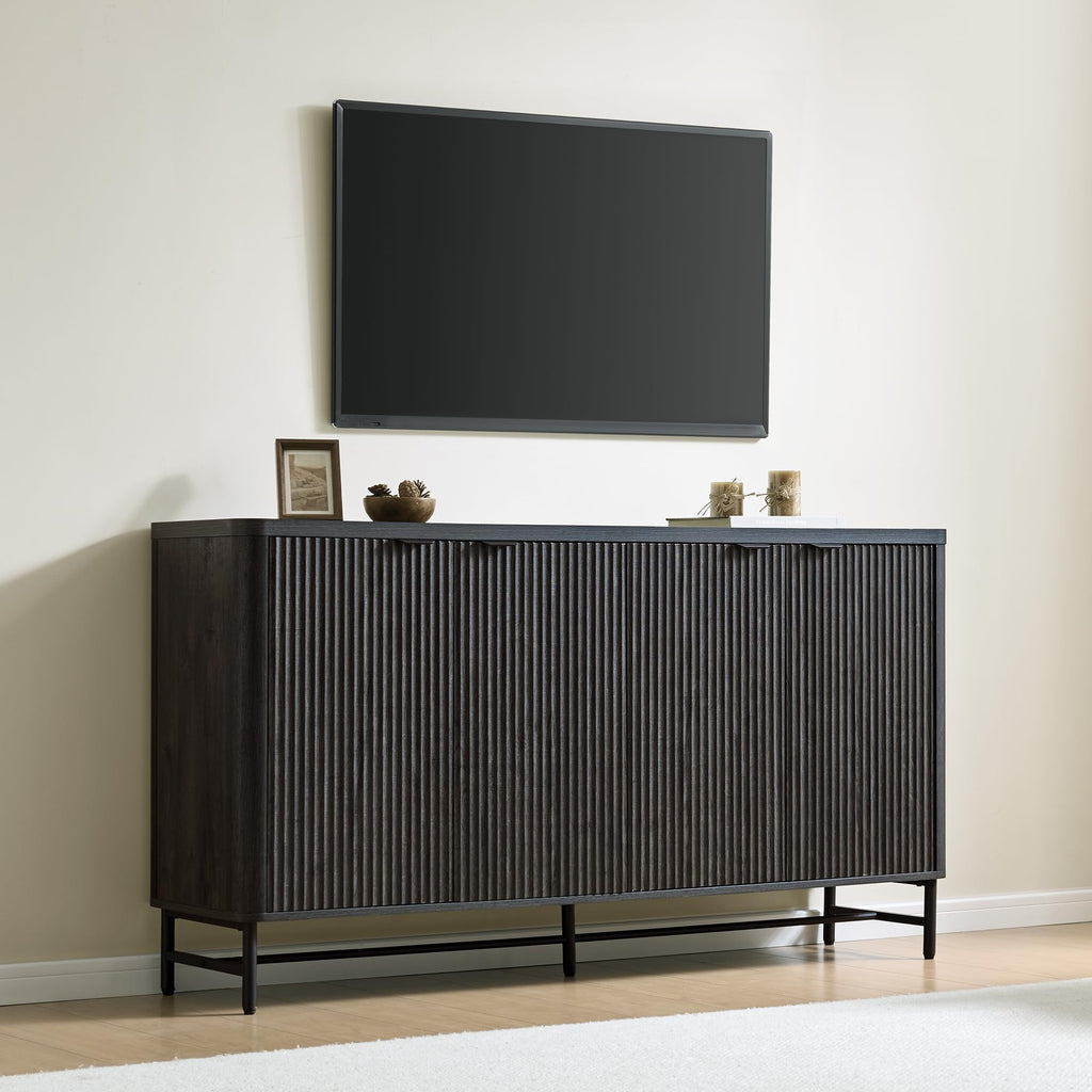 65" Large Sideboard Buffet Cabinet with Storage, Set of 2 Modern Fluted Credenza Accent Coffee Bar Console Tables
