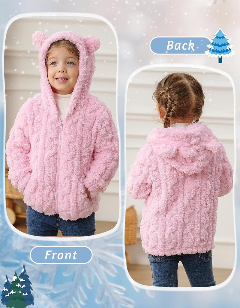 Toddler Fleece Jacket Girls Warm Coats Winter Outerwear 2-6 Years