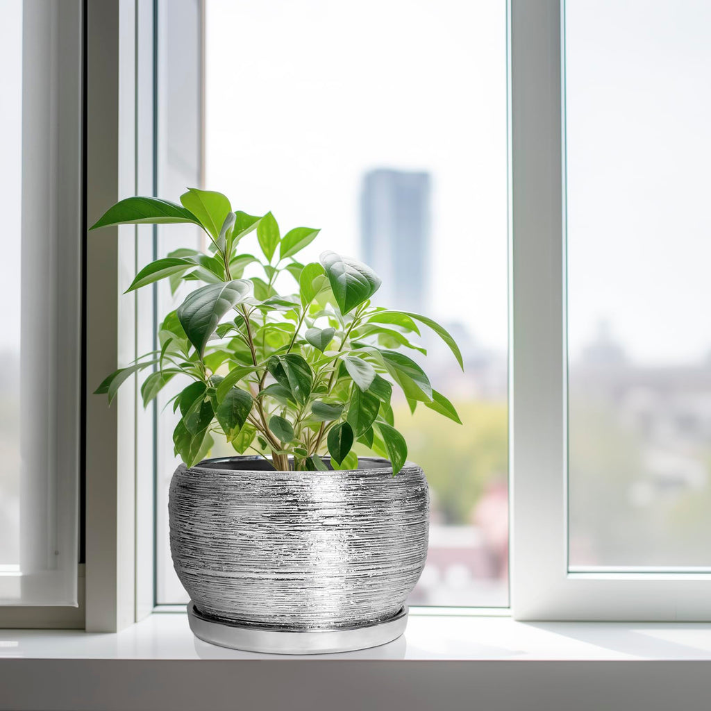 Ceramic Pot for Plants - 10 Inch Planter Indoor, Round Large Planter Outdoor with Drainage Hole and Plant Saucer