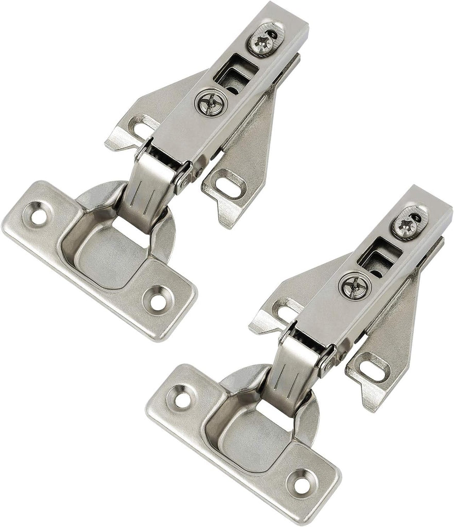1 Pair（2 Pack） Kitchen Cabinet Hinges for Face Frame Cabinet, Concealed Cabinet Hinges Brushed Nickel with Mounting