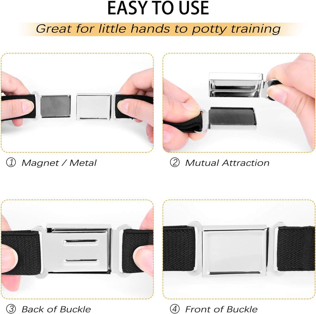 Kids Adjustable Magnetic Belt Boys Girls Elastic Belt with Easy Magnetic Buckle for Back to School Girls