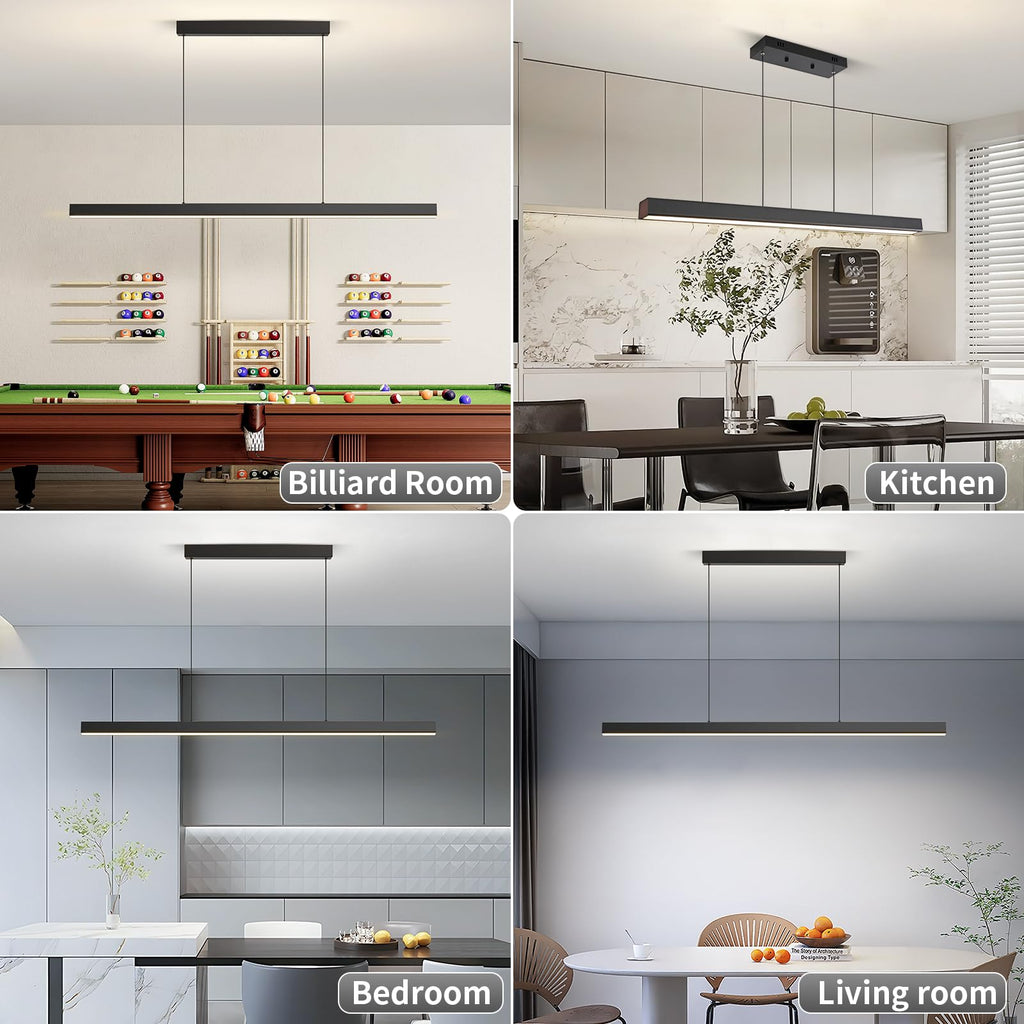 LED Island Lights, 3300k-6500K Dimmable Pool Table Light with Remote, Modern Pendant Lights, 56.29" LED Linear