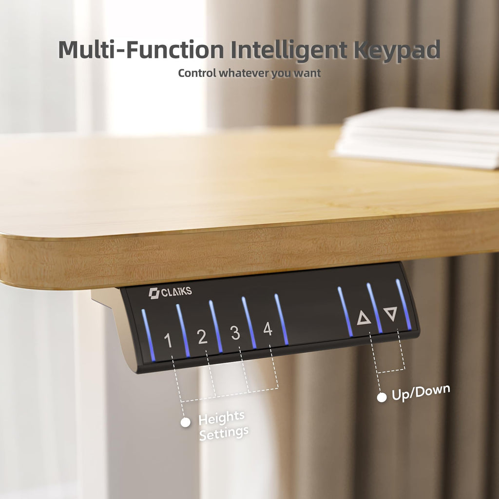 L Shaped Standing Desk Electric Dual Motor 63 Inch Corner Desk Bamboo