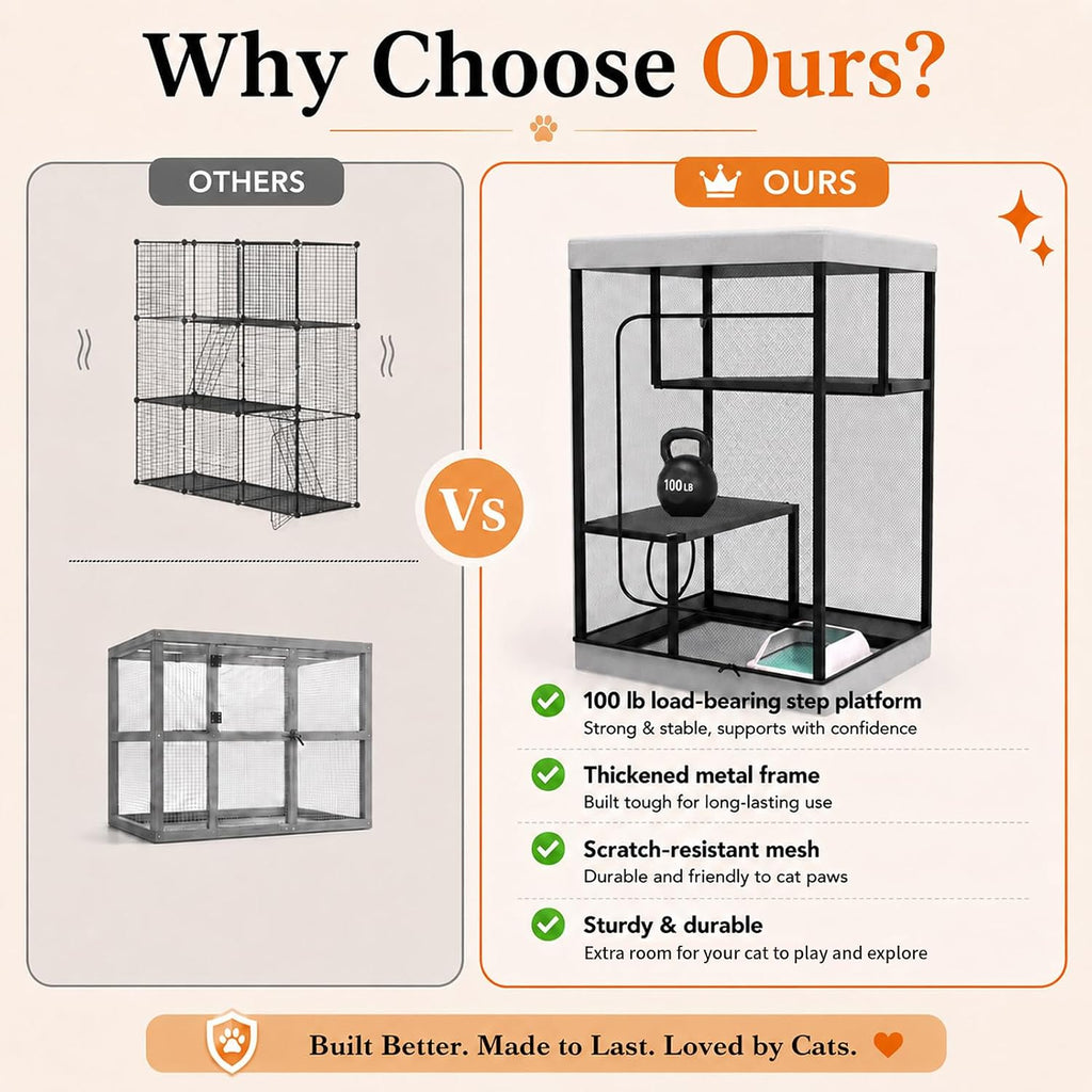 Large Catio Outdoor Cat Enclosure Cat Cage 43.3"× 26" × 26"