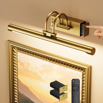 Battery Operated Picture Light with Remote, 15.7′′ Wireless Wall Light for Artwork & Frames, Rechargeable LED Gallery
