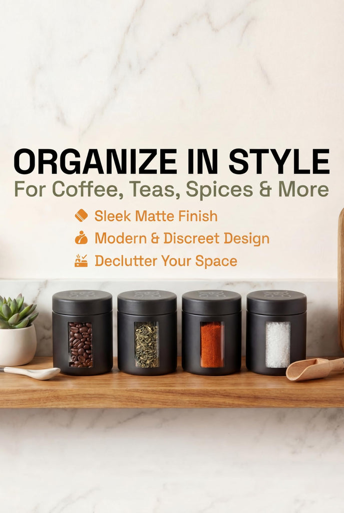 Smell Proof Containers (120mL), Jars with Airtight Lids for Herbs, Spices, Coffee and Tea, Air Tight Glass Storage
