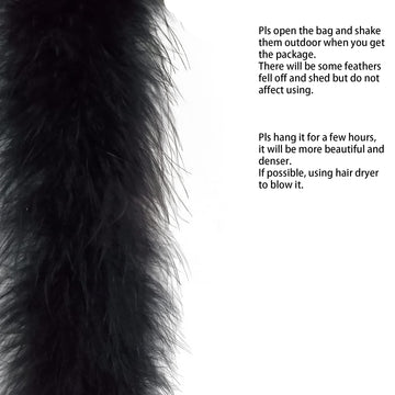 30g Fluffy Marabou Feather Boa for DIY Craft Sewing Trim Home Wedding Party Decoration-Black - 2 Yards