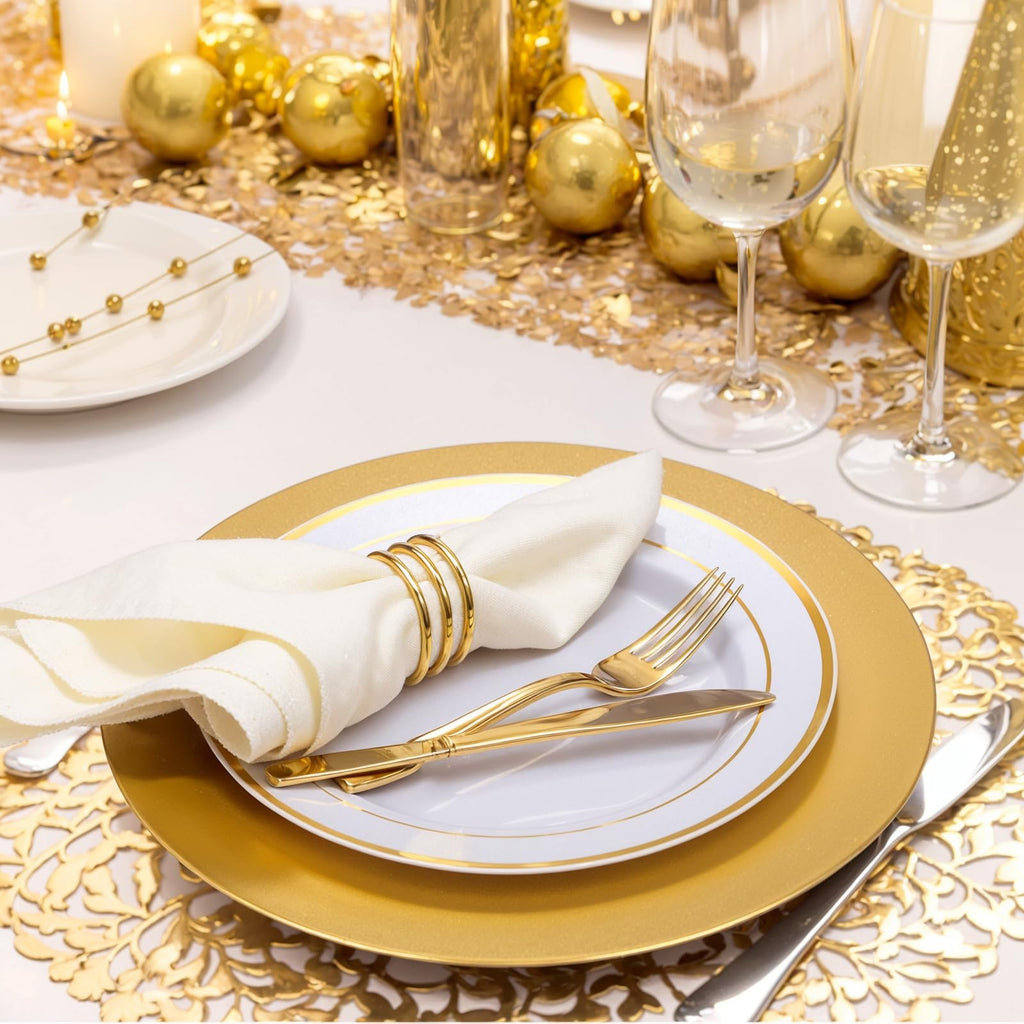 50 Gold Charger Plates Bulk for Wedding Receptions 13"