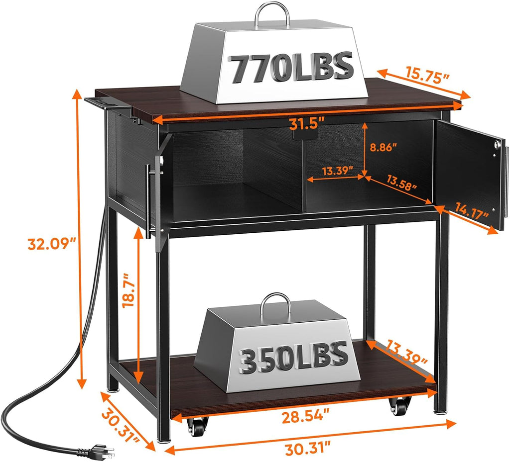 20-29 Gallon Fish Tank Stand with Power Outlet and Slide-Out Shelf