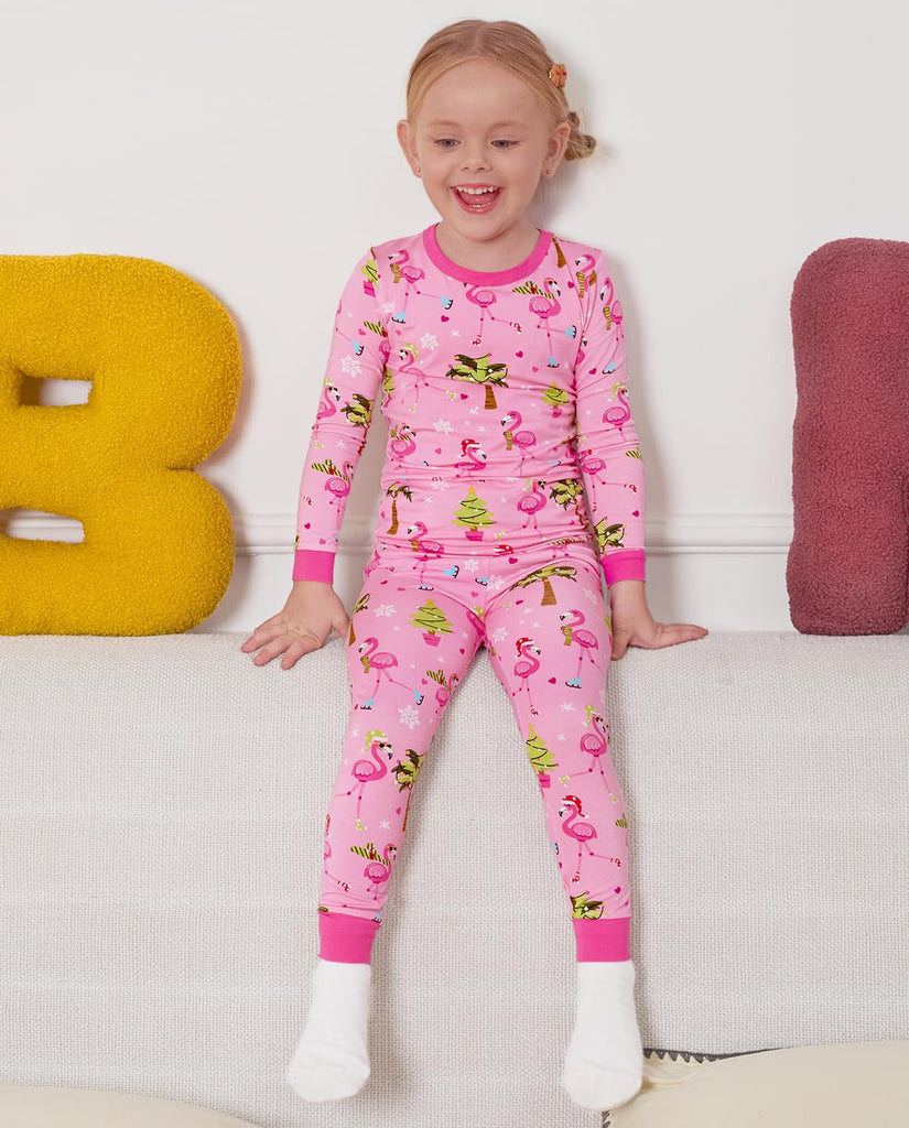 Bamboo Viscose Toddler Girls Kids Pajamas Merry Mingo Pjs Long Sleeve Snug fit 2pcs Soft Jammies