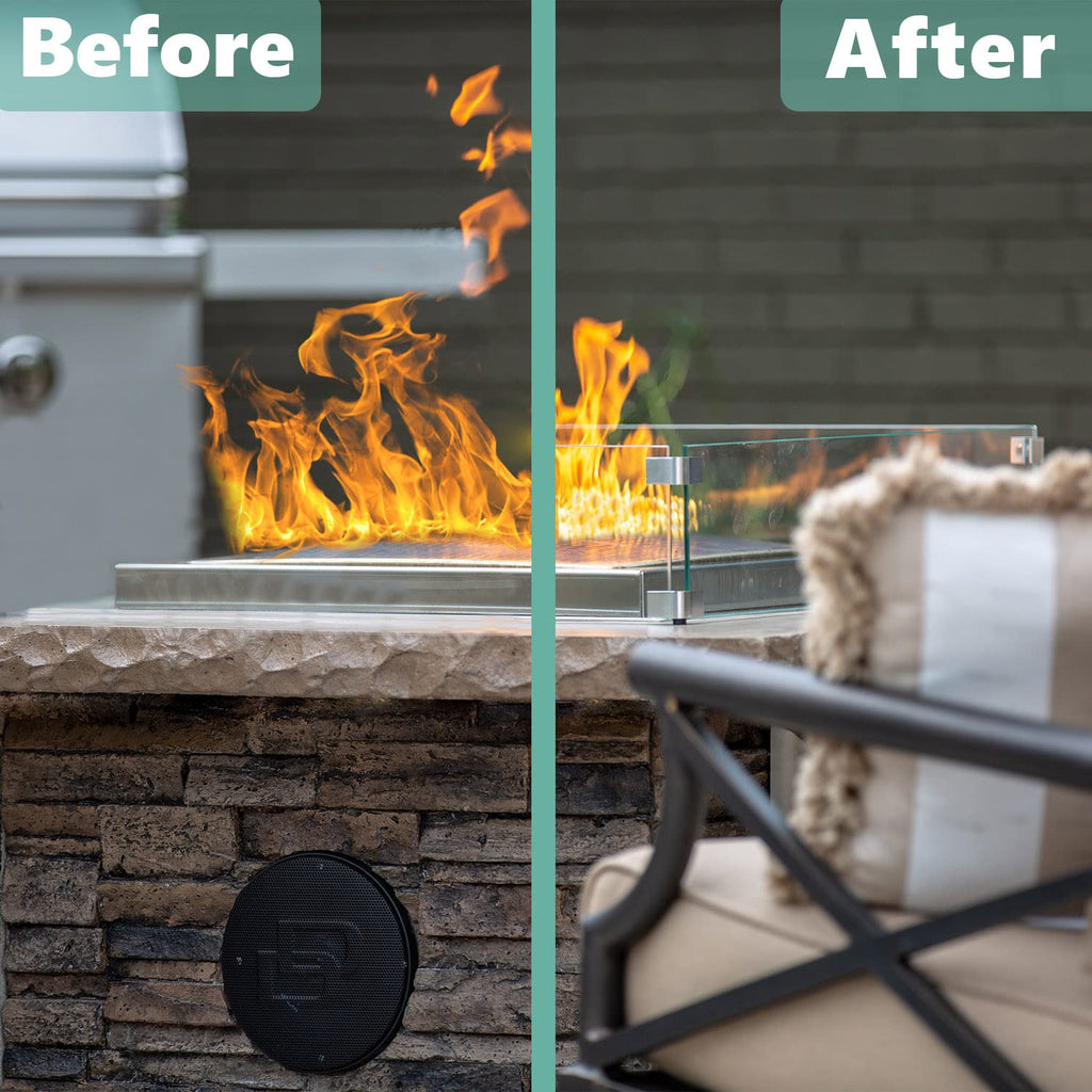 Fire Pit Wind Guard, 17.5 Inch Square Fire Pit Glass Wind Guard