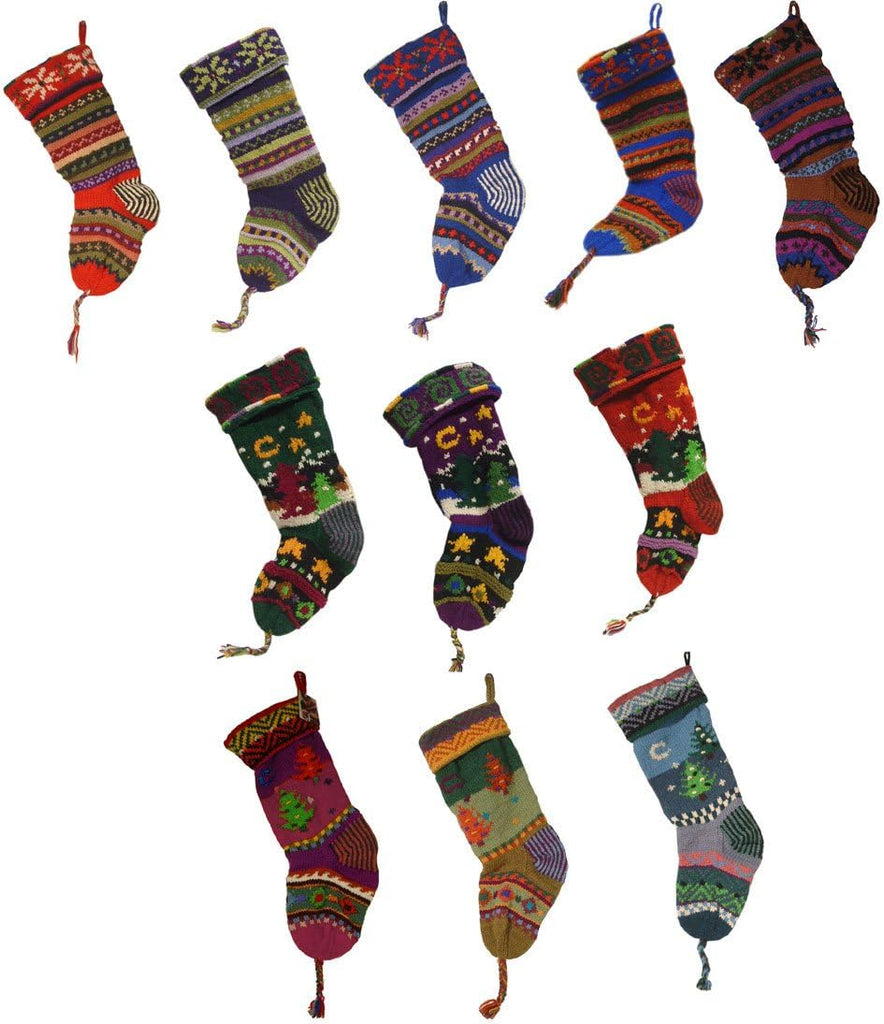 Old Fashioned, Keepsake Quality Handknit Wool Christmas Stockings (Stripes - Red)