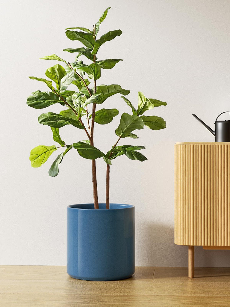 12 Inch Pot for Plants, Ceramic Indoor Planter, Harbor Blue