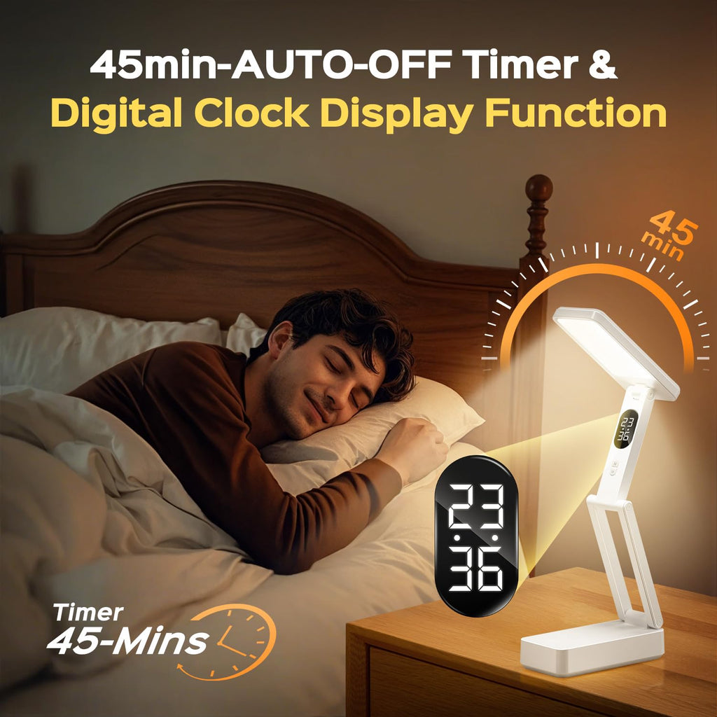 Small Desk Lamp,10000mAh Battery Operated Lamp,3 Colors+Dimmable Desk Light,LED Desk Lamp with Digital