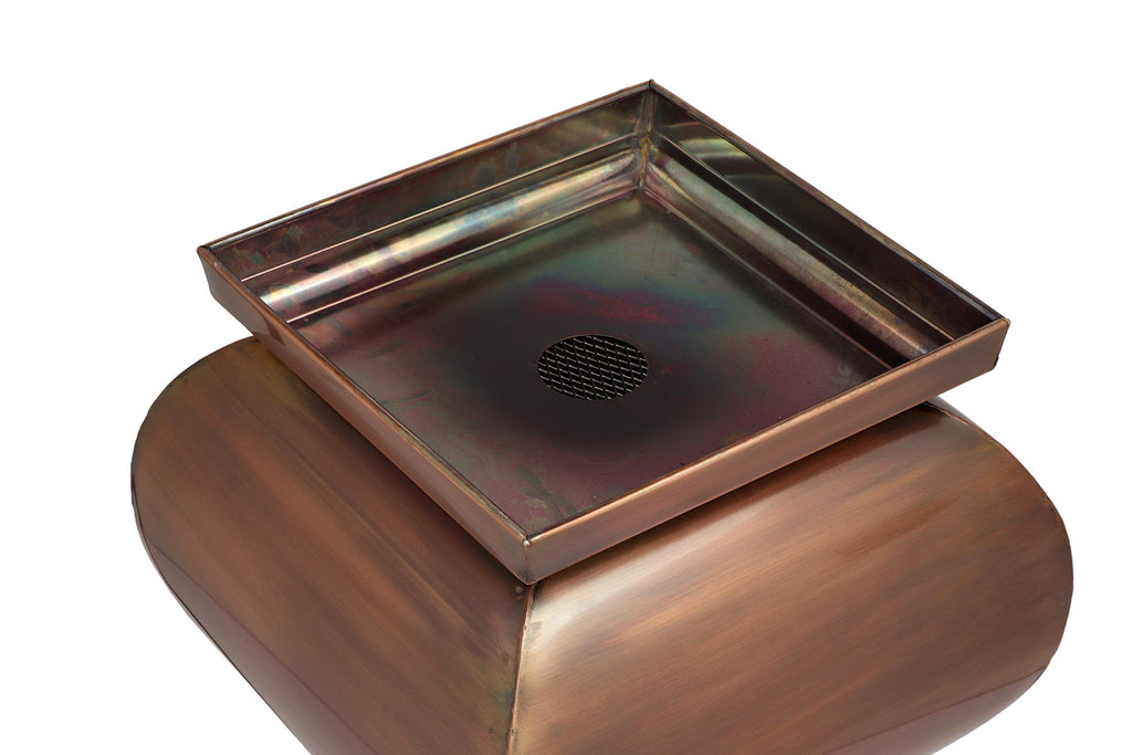 Tall Outdoor Planter with Drainage Tray - 26" Large Antique Copper Square Flower Pot with Removable Insert - Indoor