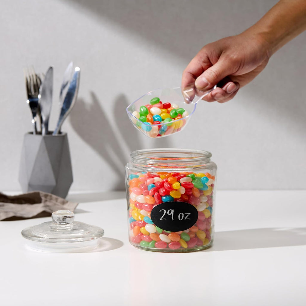 Glass Storage Jars with Lids - 29oz (), Kitchen Canisters for Sugar, Cookies, Cotton Balls, Glass Containers - Set of 2