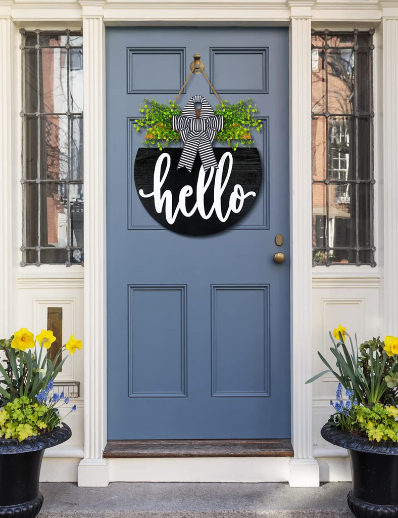 17 inch Rustic Welcome Sign with Bow and 3D Letters for Front Door
