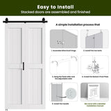 Bifold Barn Door 40'' x 84'',Bi-Fold Sliding Closet Doors with Hardware Kit Included,44'' Track Kit 