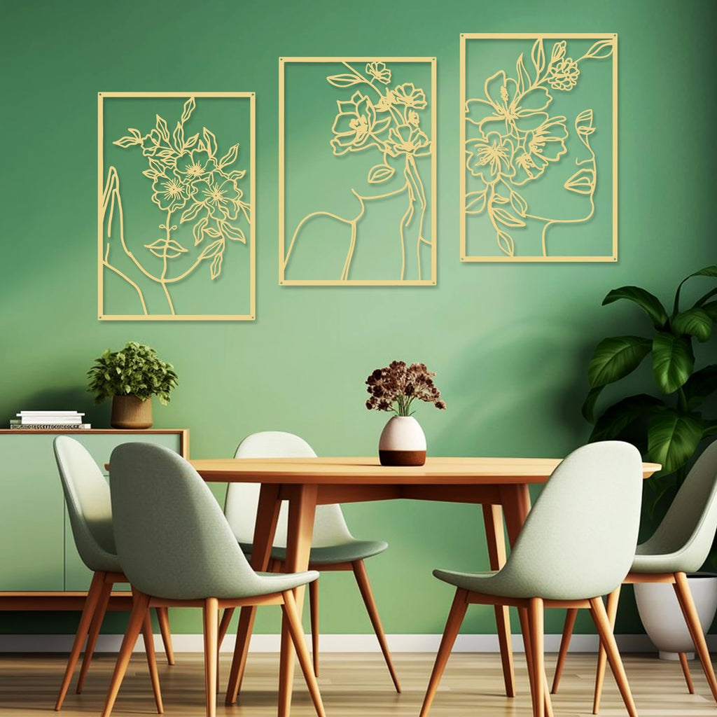 3 Pieces Gold Metal Wall Decor Minimalist Abstract Metal Wall Art