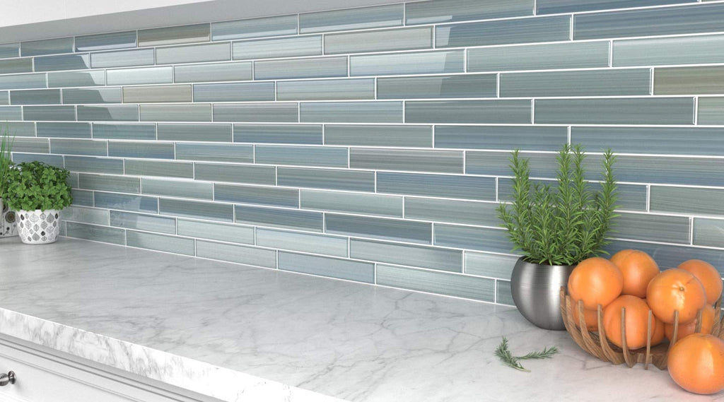 Wintermoss Glass Subway Tile Backsplash or Bathroom, 2x12