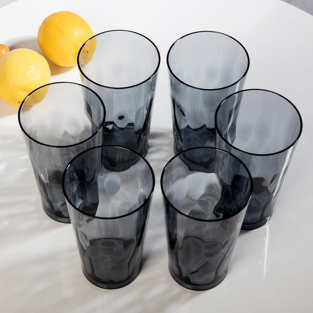 Unbreakable Plastic Drinking Glasses, Set of 6, Shatterproof Drinking Cups, Plastic glass cup,16 oz plastic Tumbler