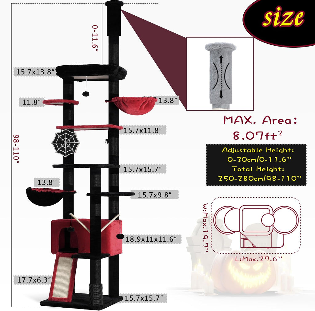 Cat Tree Tower, Adjustable Height, Floor to Ceiling