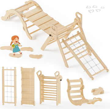 In-1 Triangle Set, Climbing Toys for Kids Natural Rustic