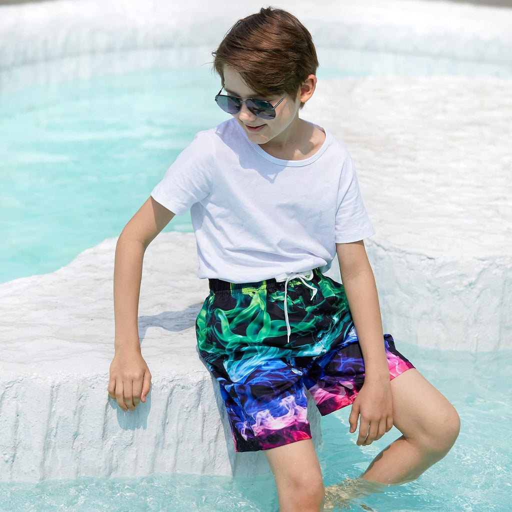 Boys Swim Trunks Quick Dry Bathing Suit with Mesh Liner