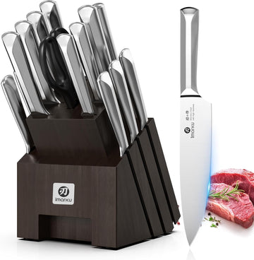 16-Pieces Knife Set, High-Carbon Stainles Steel Kitchen Knife Set | Knife Set with Block|15°Precision Edge|56±2 HRC
