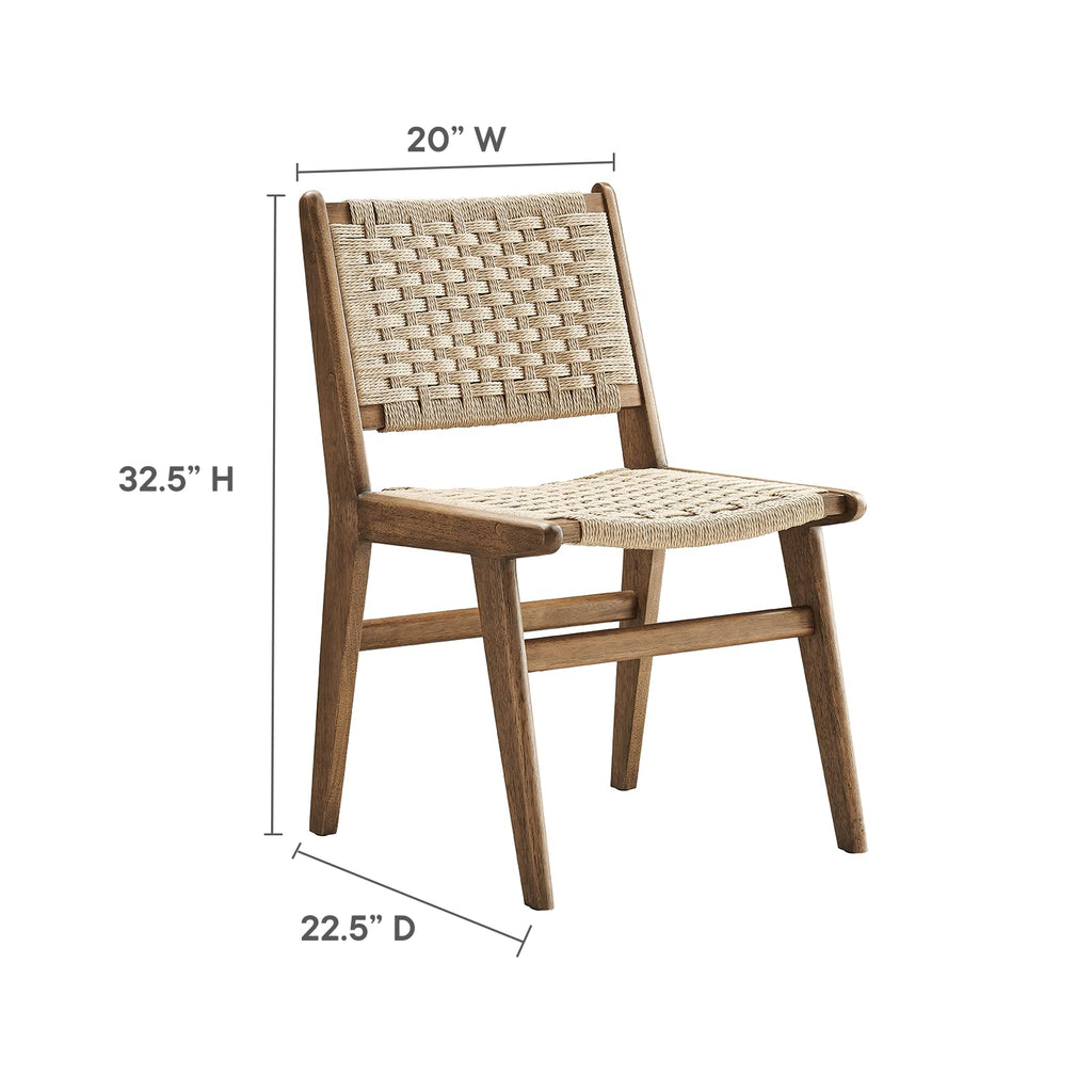 Saoirse Woven Rope Wood Dining Side Chair in Walnut Natural