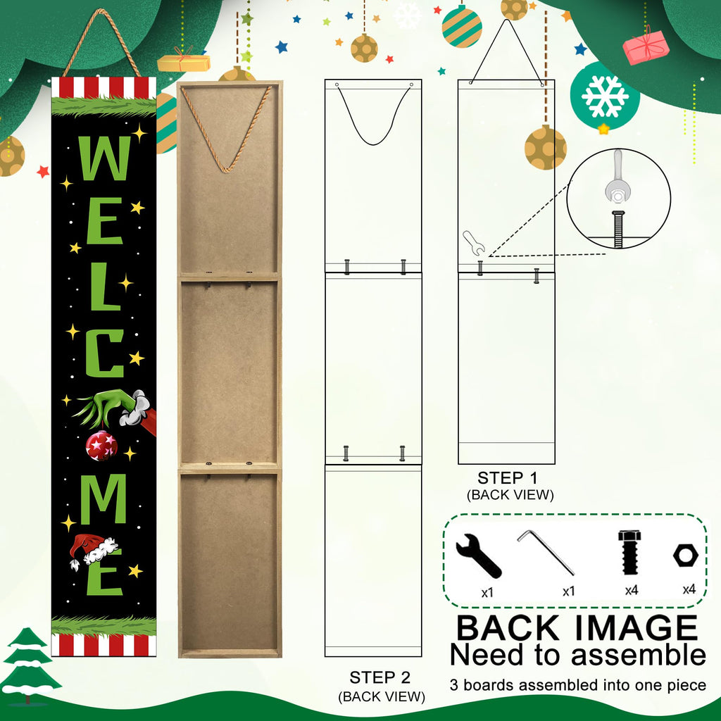 Christmas Welcome Door Sign - Standing Hanging Home Front Door Decoration
