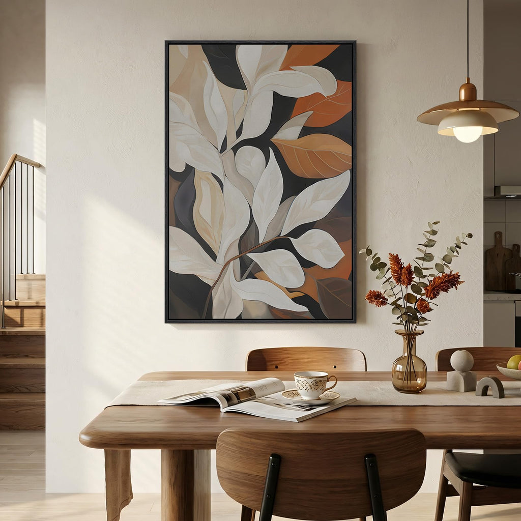 Framed Vertical Boho Abstract Botanical Wall Art, 24x36 In