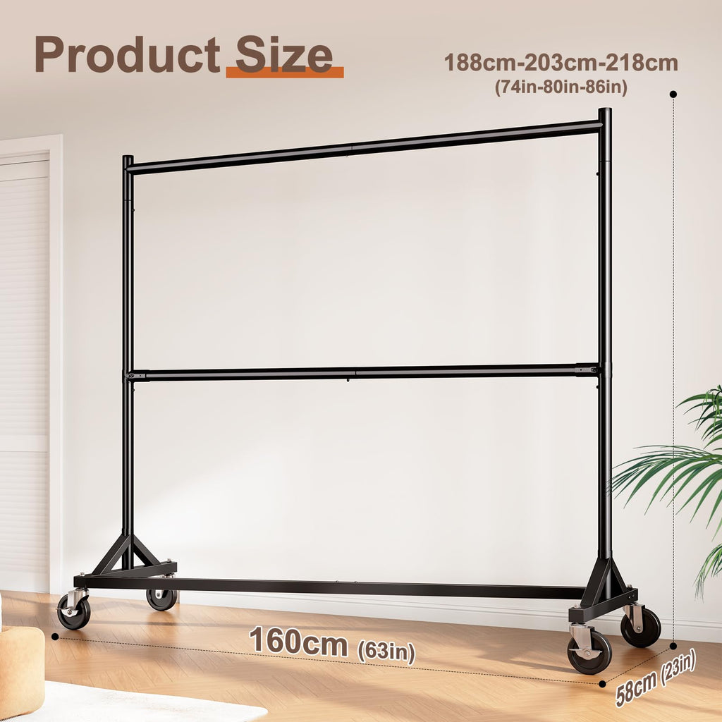 Z Rack, Clothes Rack Hold 550LB Adjustable Height Black 2 Packs