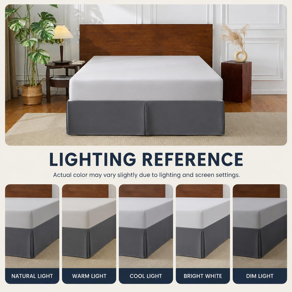 Twin Tailored Pleated Bed Skirt, 14" Drop, Charcoal Gray