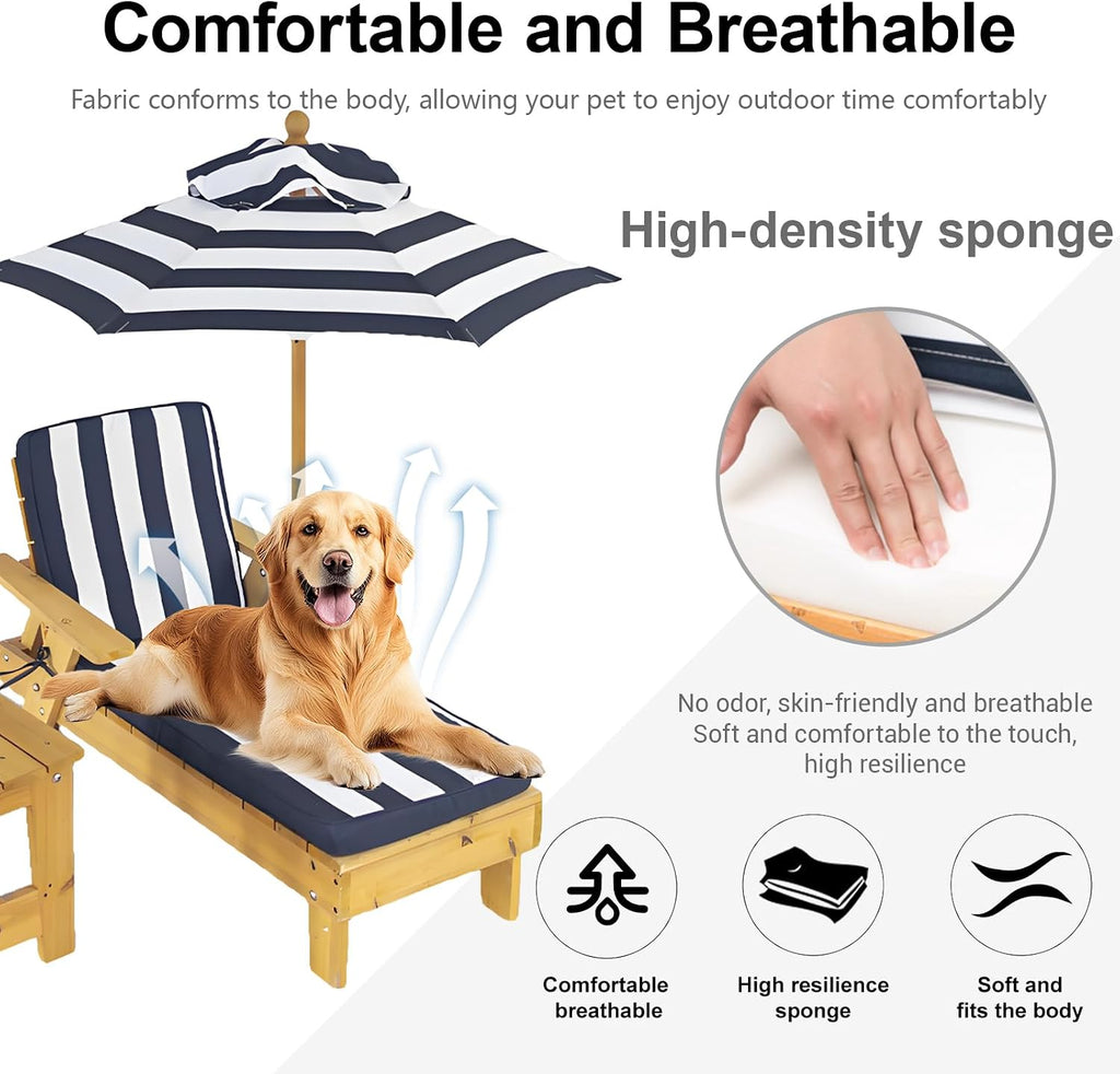 Elevated Dog Bed for Large Dogs with Waterproof Canopy | Indoor/Outdoor Pet Chaise for Backyard, Pool, Beach