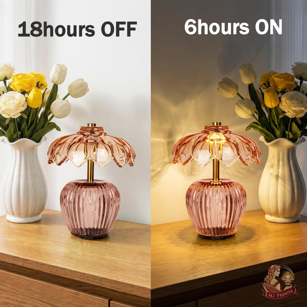 Rechargeable Table Lamp, Small Cordless Lamp with Timer, Pink