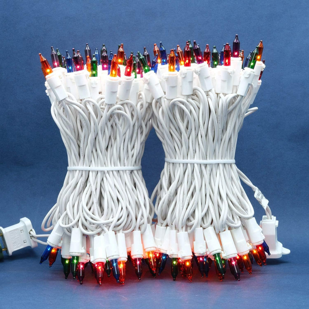 200 Multicolor Christmas Lights, 2 Set 33 ft 100 ct White Wire String Light