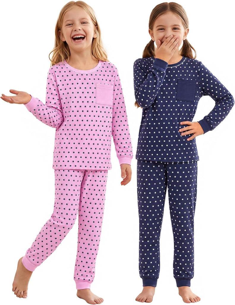 Girls Pajamas Piece Long Sleeve Pjs Set for Kids