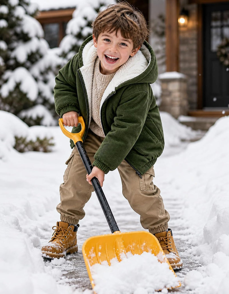 Boy Corduroy Jacket Hooded Zip-up Coat Winter Outwear