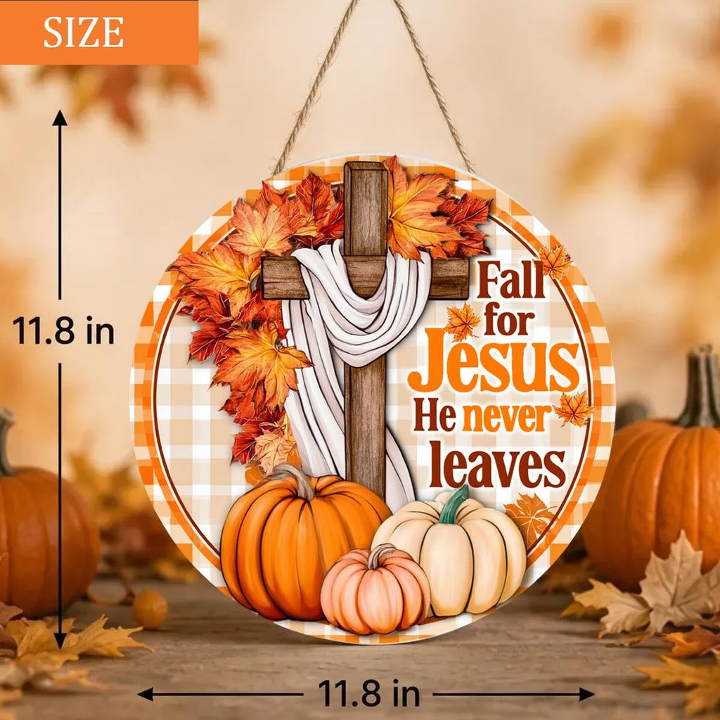 Fall for Jesus Decorations Door Sign, Fall Christian Pumpkin Sign