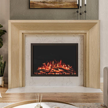 Everly Wood Fireplace Mantel Surround Kit in Whitewash | 48" x 42" Opening | 72" x 54" Overall | Modern Picture Frame