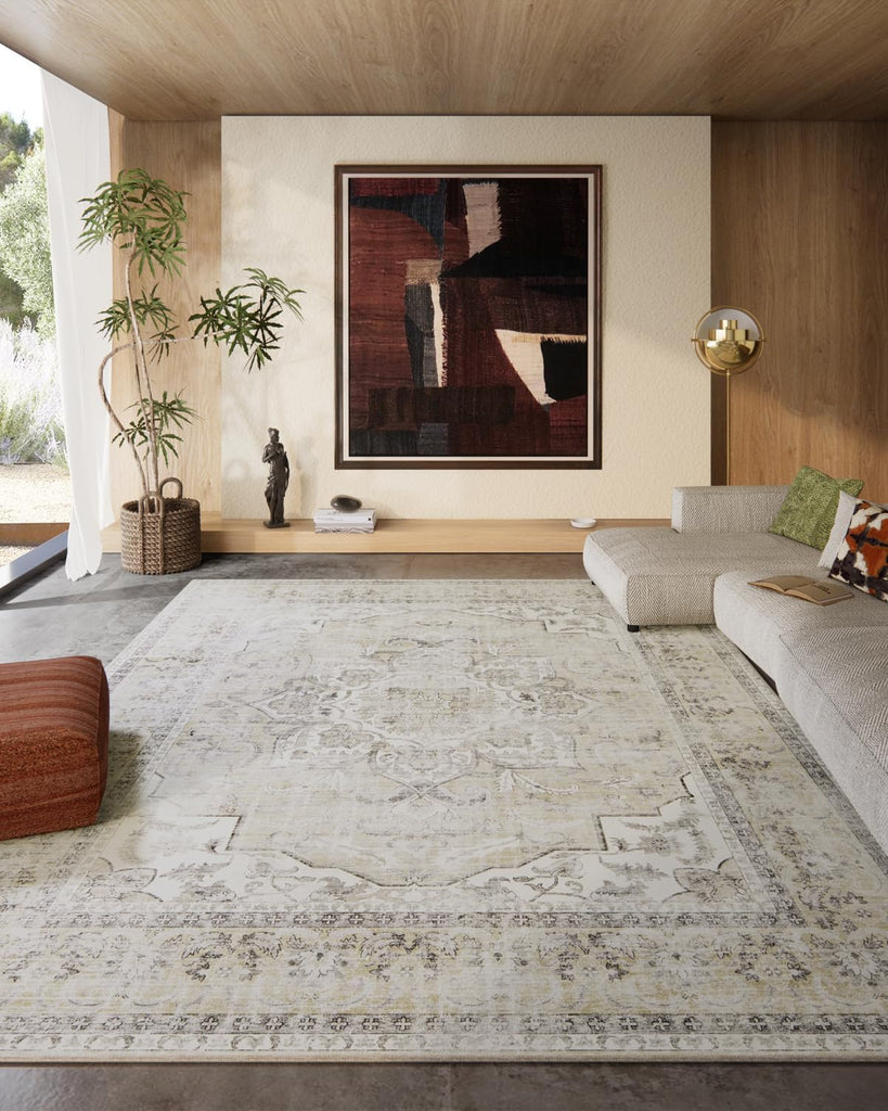8x10 Washable Boho Vintage Area Rug, Low Pile Non-Slip Soft Carpet for Living Room Bedroom
