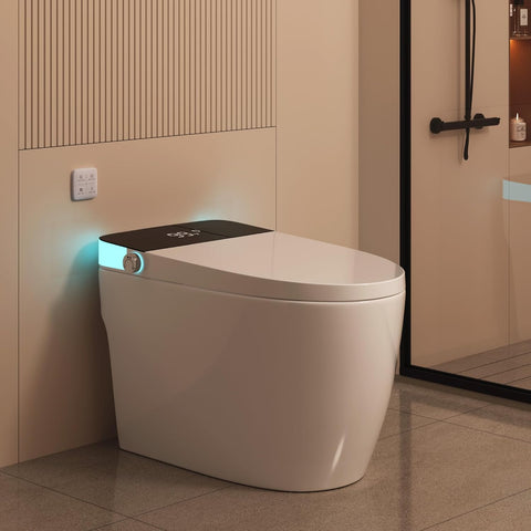 Smart Toilet with Elongated Heated Seat, Auto Flush, One Piece Toilet for Bathrooms Soft-Close Seat & Lid, Night Light