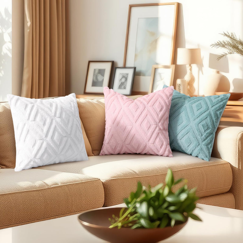 Fall Faux Fur Pure White Throw Pillow Covers 12x20 Set of 2