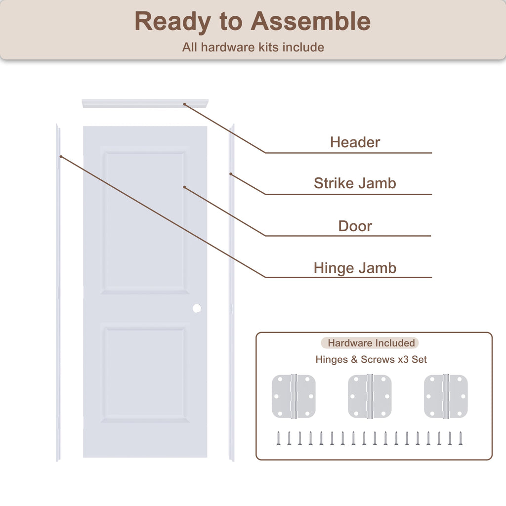 24"x80" Right-Hand Prehung Interior Door with Jamb Kit, White Primed