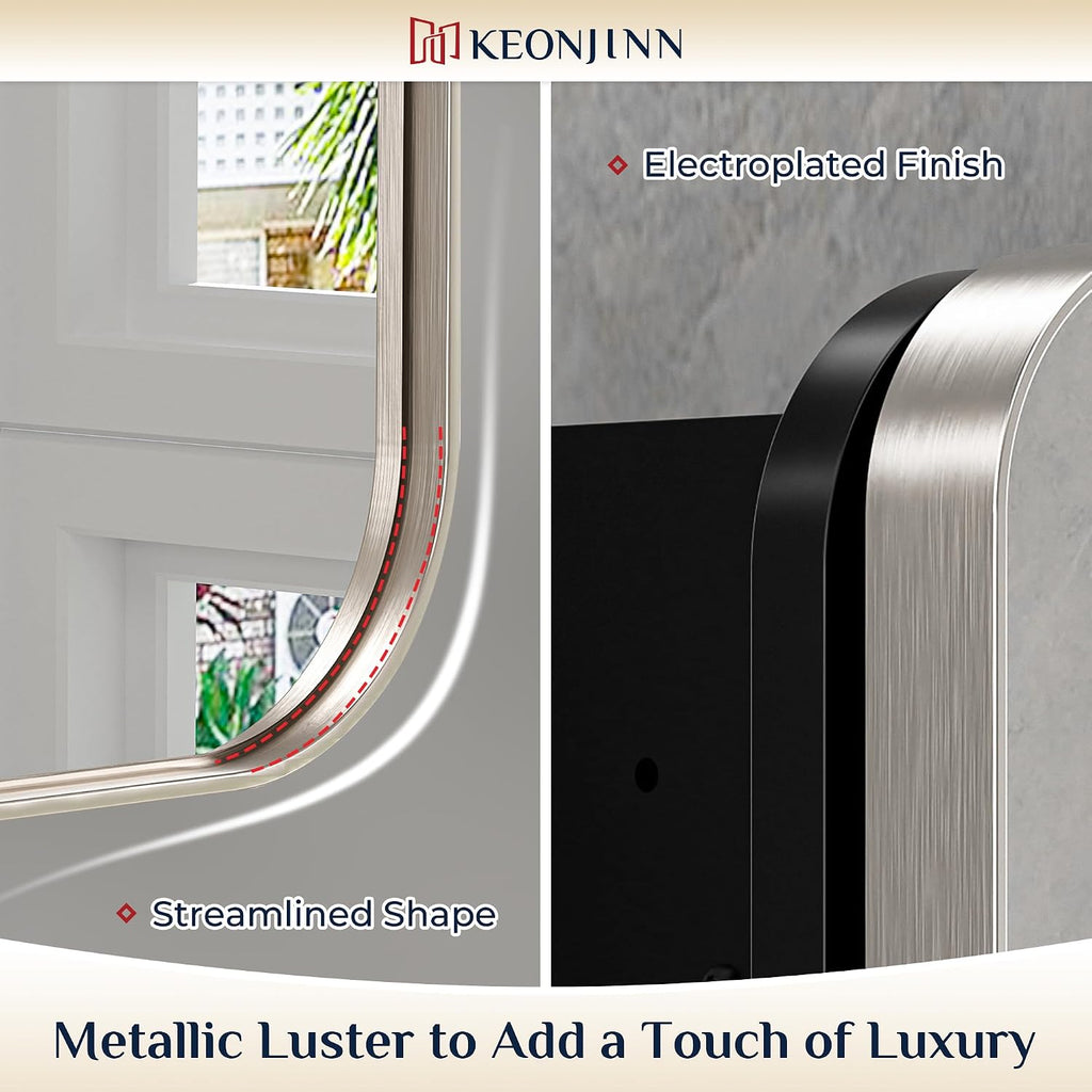 16"x24" Recessed Medicine Cabinet with Mirror, Brushed Nickel | Stainless Steel Framed, Adjustable Shelves, Recessed